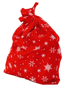Мешок для Деда мороза красный со снежинками