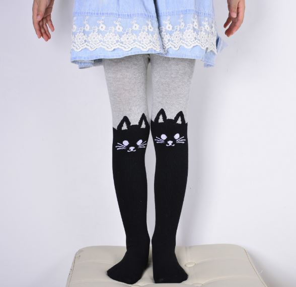 Детские колготки для девочек с кошками серо-черные купить в Москве - цена  400 рублей