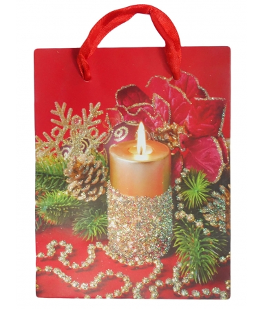 Подарочный пакет новогодний «Свеча пакет с лентой»