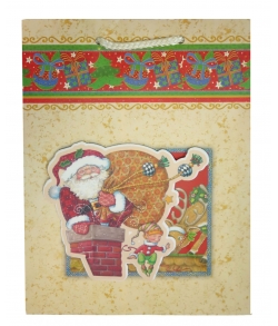 Подарочный пакет "Санта Клаус с мешком"