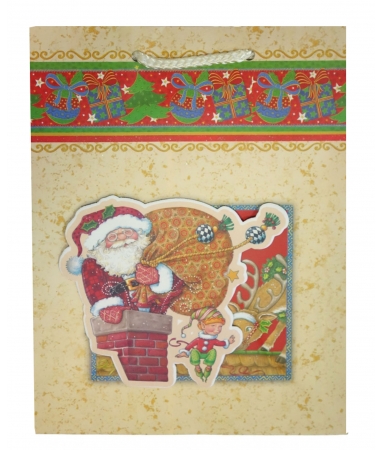 Подарочный пакет "Санта Клаус с мешком"