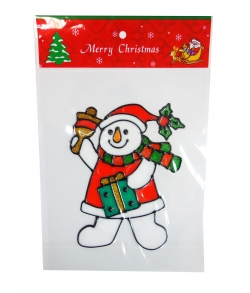 Наклейка на окна "Снеговик с подарками"