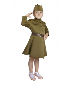Военная форма ВОВ с платьем для девочки 5-7 лет