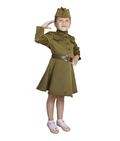 Военная форма ВОВ с платьем для девочки 5-7 лет